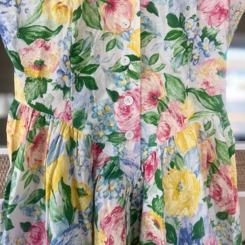 Willow Ridge Vintage Floral Dress with Yellow and Pink Accents - Picture 3 of 7